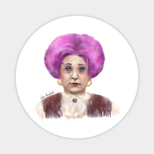 Funny Looking Old Lady with Crazy Pink Wig Magnet